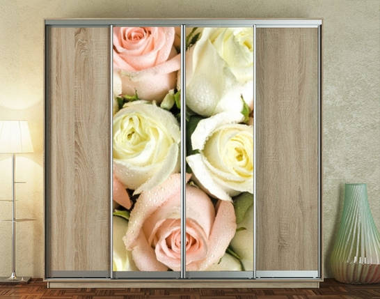 Наклейка на шафу-купе 220 х 60 см на 2  двері букет нареченої (БП_а_fl11507), фото 1