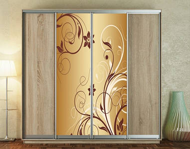 Наклейка на шафу-купе 220 х 74см на 3 двері Візерунок з квітами (БП_а_fl11512)