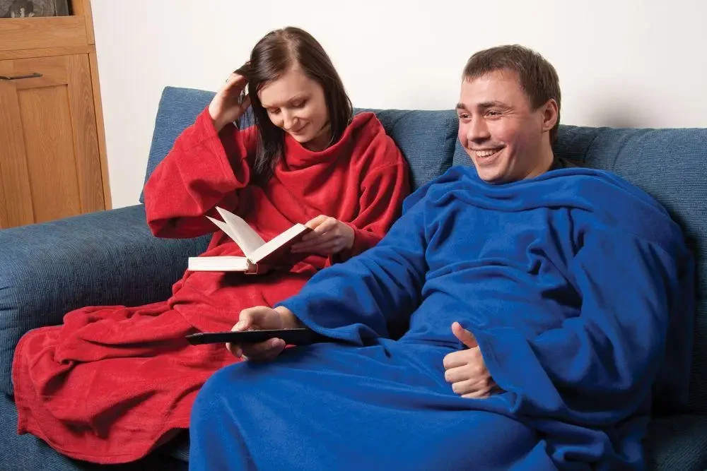 Зігрівальна ковдра плед халат Snuggie з рукавами для читання, руплед снаггі теплий флісовий