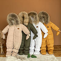 Зимовий дитячий комбінезон з пінетками, рукавичками "Северленд" 6-12, 12-18, 18-24 міс - розмір 74, 80, 86