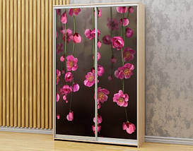 Наклейка на шафу-купе 220 х 60 см на 2 двері ліани з квітів (БП_а_fl12419), фото 2