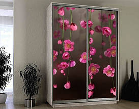 Наклейка на шафу-купе 220 х 60 см на 2 двері ліани з квітів (БП_а_fl12419), фото 3