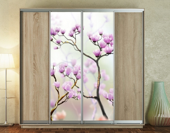 Наклейка на шафу-купе 220 х 60 см на 2  двері сакура (БП_а_fl12423)