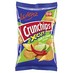 Чіпси рифлені Crunchips X-Cut смачні та ароматні зі смаком чилі та лайму 75г TM Lorenz Польща