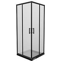Черная душевая кабина с матовым стеклом Mexen Rio Black + черный поддон 5 см