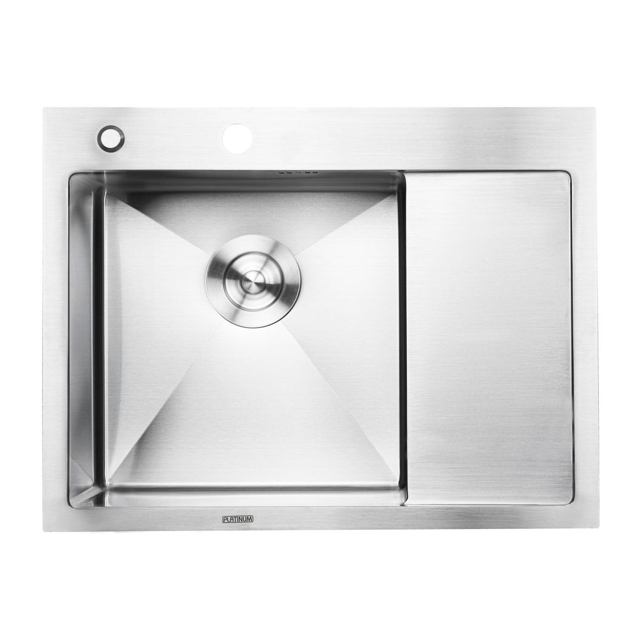 Мийка для кухні PLATINUM з нержавіючої сталі 650x500мм прямокутна 1.2мм PLS-A33652, фото 1