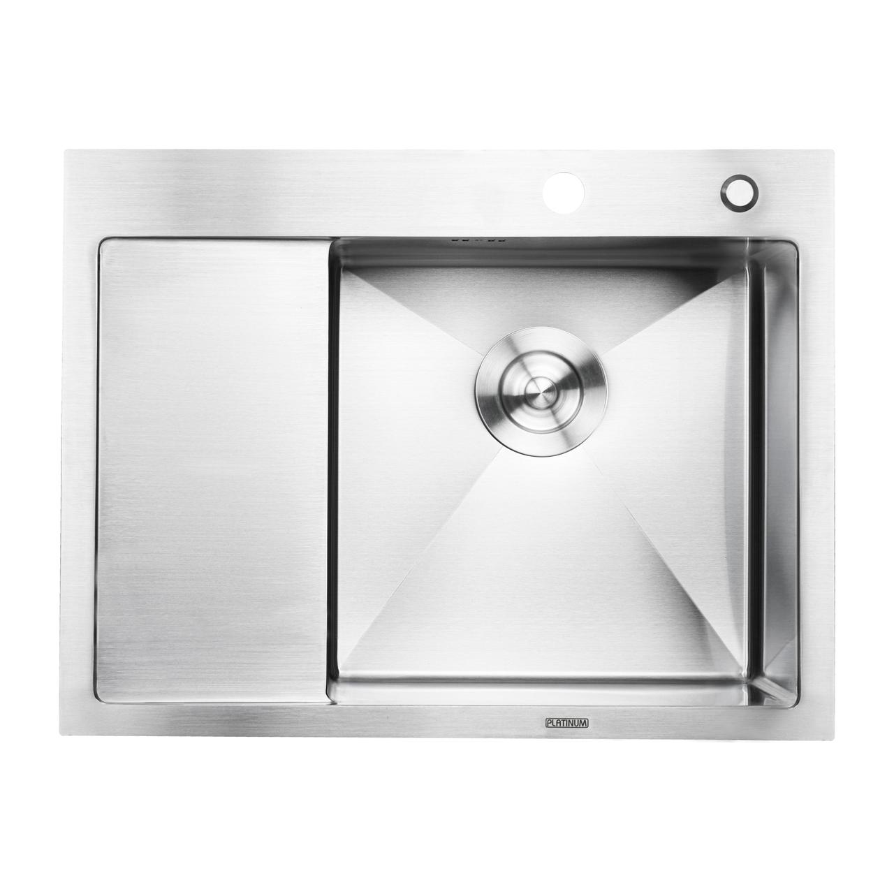 Мийка для кухні PLATINUM з нержавіючої сталі 650x500мм прямокутна 1.2мм PLS-A33668, фото 1