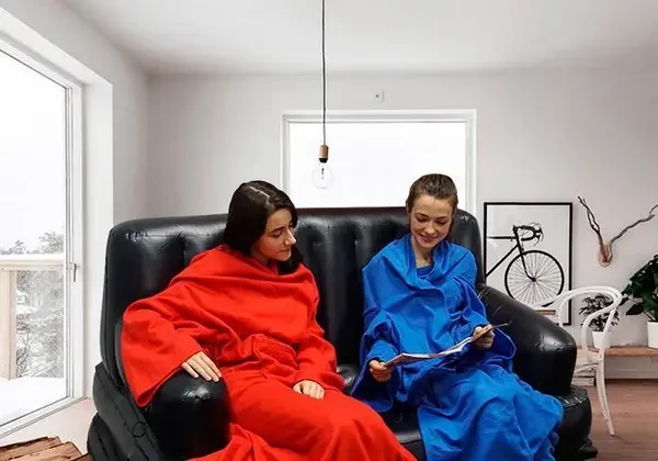 Зігрівальна ковдра плед халат Snuggie з рукавами для читання, руплед снаггі теплий флісовий