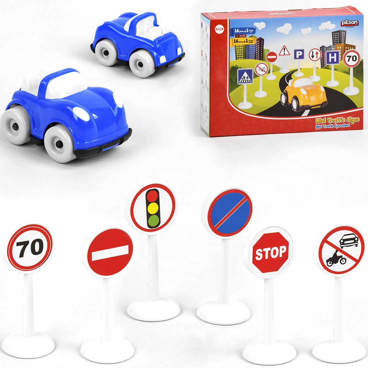 Купить Набор дорожных знаков Pilsan "Mini Traffic Signs" (машинка, 16 ...