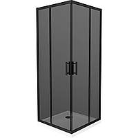 Черная душевая кабина с графитовым стеклом Mexen Rio Black + белый поддон 5 см