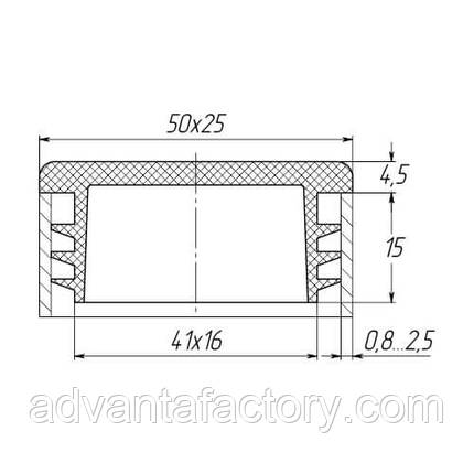 Заглушка овальна внутрішня 50х25 мм, фото 2