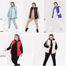 Стильний та теплий спортивний костюм трійка з трикотажу тринитки батал