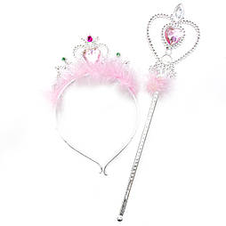 Тіара та чарівна паличка, 14,5х32см, червона брошка-зелені вкраплення (DRW-149-2)