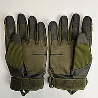 Тактичні рукавиці штурмові для військових з пальцями Gloves FF3 у кольорі олива, фото 7