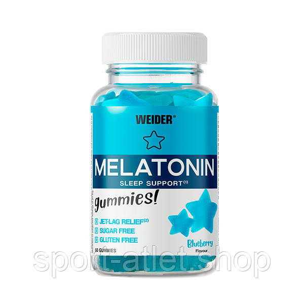 Натуральна добавка Weider Melatonin, 60 желейок Чорниця, фото 1