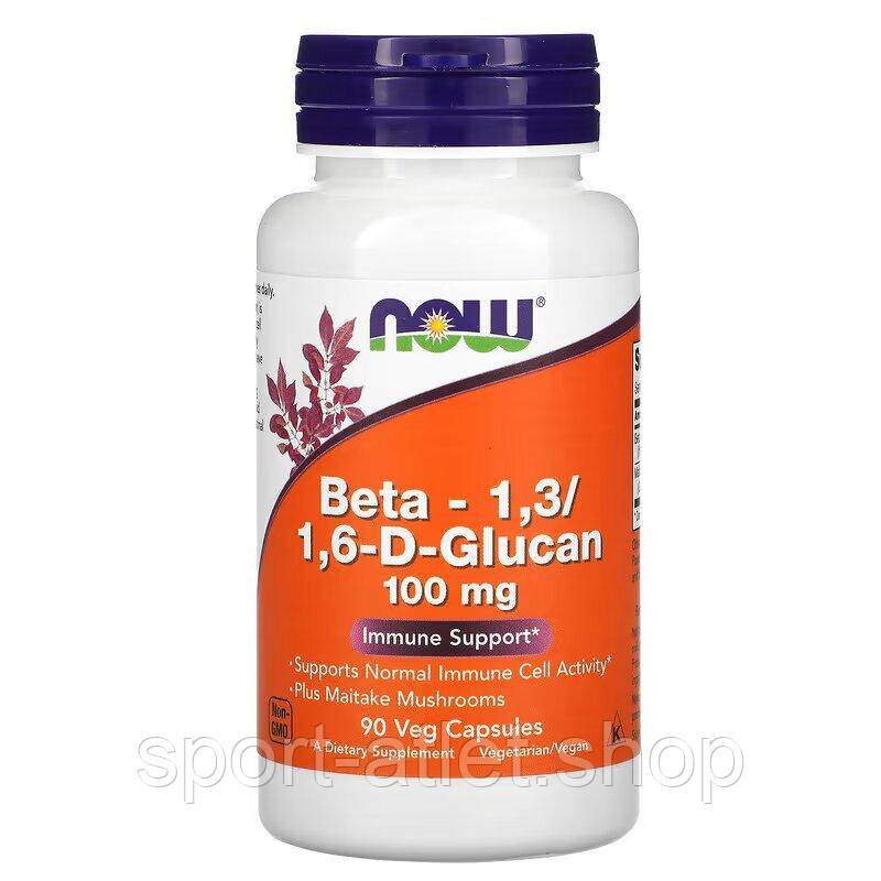 Натуральна добавка NOW Beta-1.3/1.6-D-Glucan 100 mg, 90 вегакапсул, фото 1