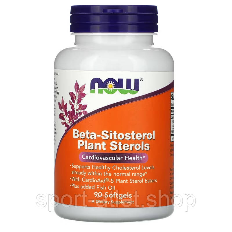 Натуральна добавка NOW Beta-Sitosterol Plant Sterols, 90 капсул
