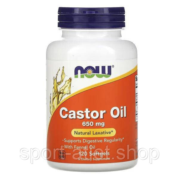 Натуральна добавка NOW Castor Oil 650 mg, 120 капсул, фото 1
