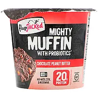 FlapJacked, Mighty Muffin с пробиотиками, со вкусом шоколадного арахисового масла (55 г) в Украине