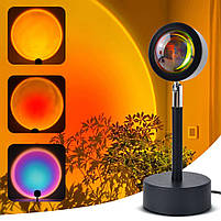 Проекційна LED лампа для селфі 23 см Sunset Lamp Світильник з ефектом сонця, фото 3