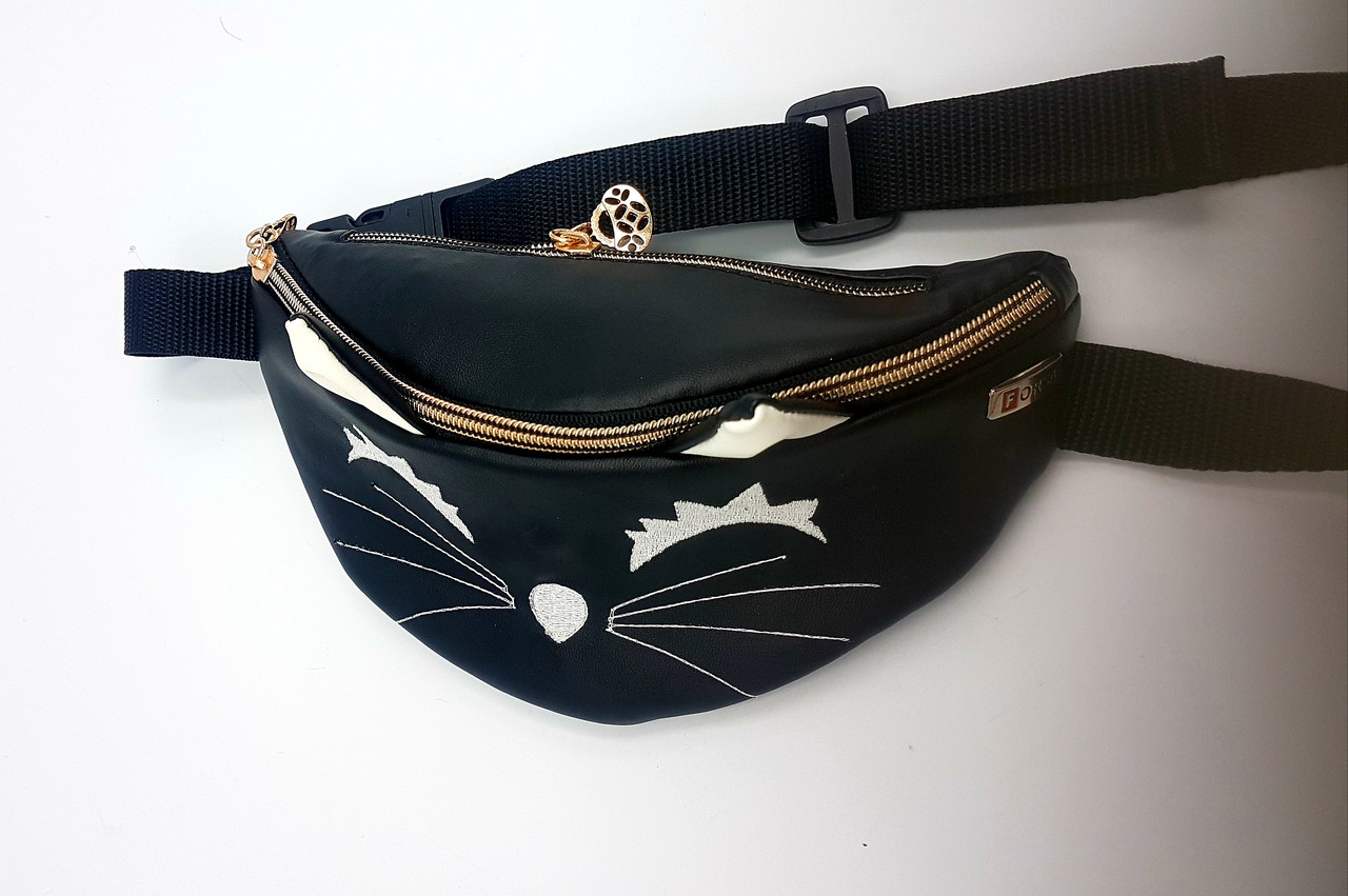 Сумка на Пояс Бананка Детская Сумка Бананка для Девочек Кот Черный с ...