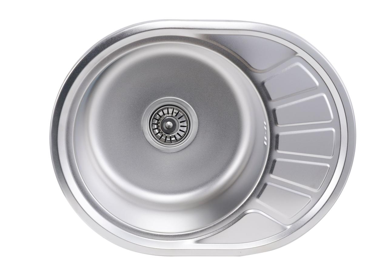 Мийка для кухні PLATINUM з нержавіючої сталі 570x450мм овальна 0.6мм PLS-A9022, фото 1