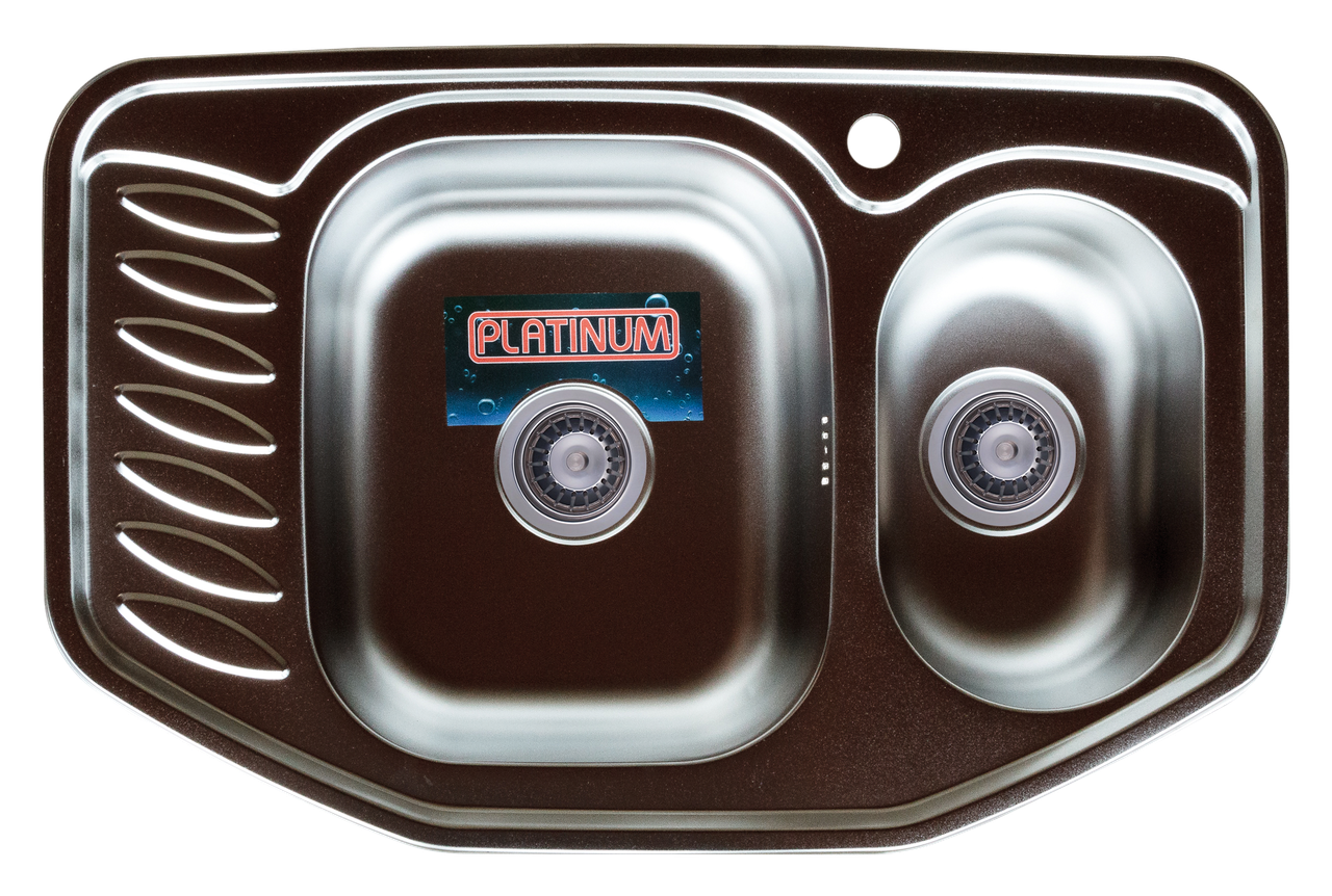 Мийка для кухні PLATINUM з нержавіючої сталі 780x510мм кутова 0.8мм PLS-A16245, фото 1