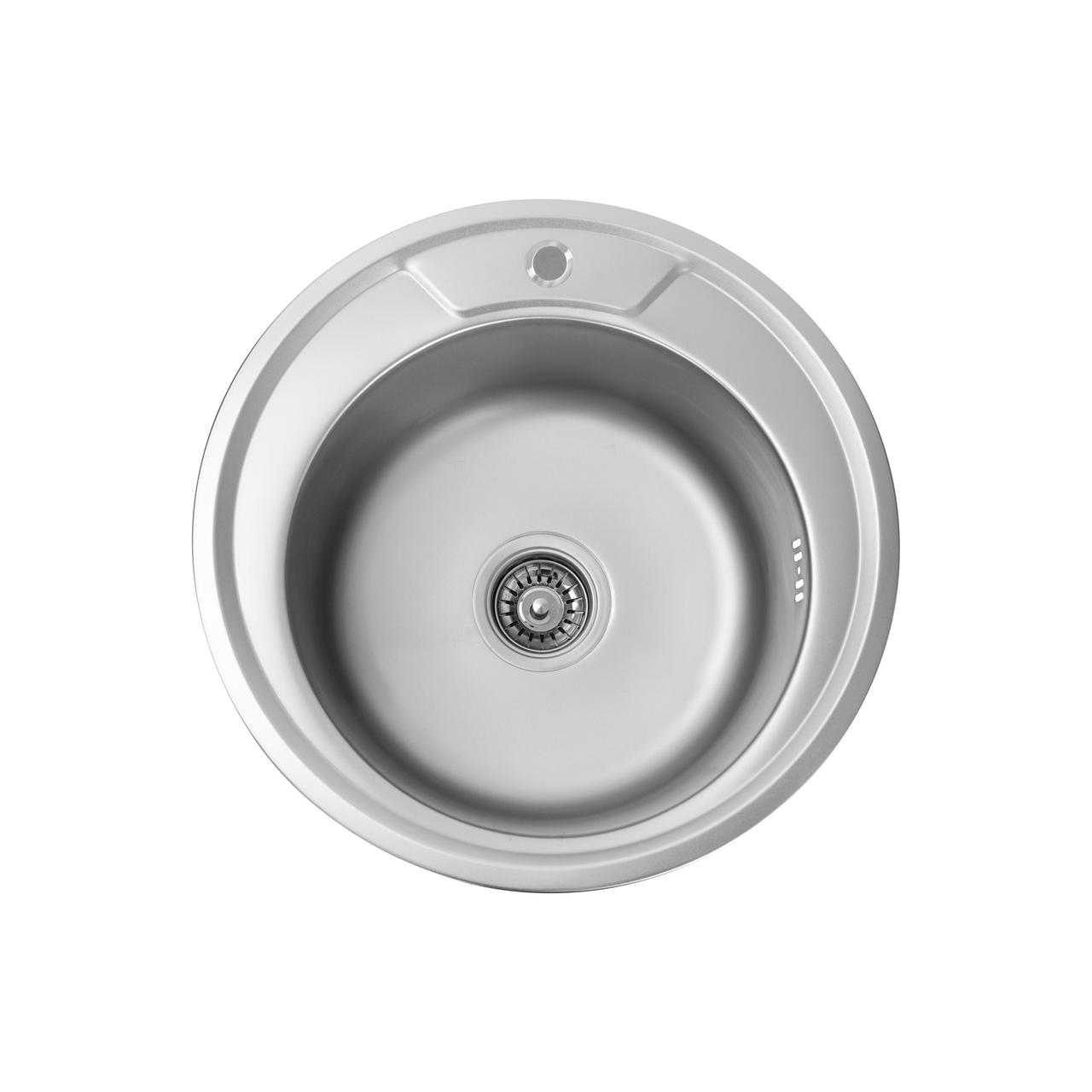 Мийка для кухні PLATINUM з нержавіючої сталі 490x490мм кругла 0.8мм PLS-A265, фото 1