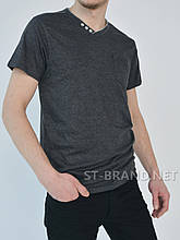 Розміри: M(48). Темно-сіра чоловіча футболка з вирізом мис, Узбекистан Fazo-R™