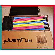 Батут Just Fun 305 см, до 150 кілограмів. Сітка + драбина Синій, фото 5