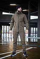 Костюм мужской тактический SoftShell Куртка + Штаны на флисе осенний зимний, Комплект демисезонный хаки