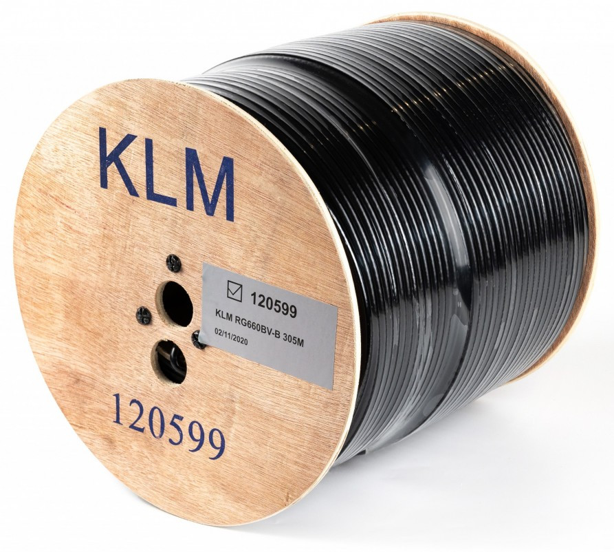 Кабель коаксіальний KLM RG660BV-B 305 метрів 75 Ом чорний, фото 1