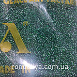 Бісер калібрований дрібний темно-зелений прозорий, фото 2