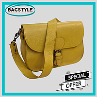 Жіноча сумка через плече шкіряна маленька крос боді жовтого кольору