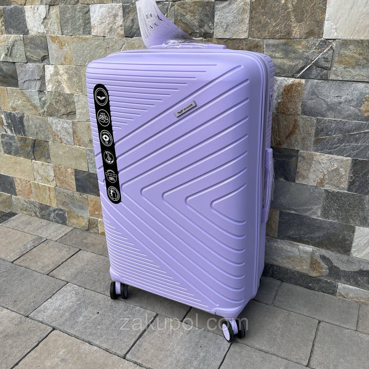 Валіза дорожня велика з поліпропілену Wings DQ181-05 L Фіолетовий, фото 1