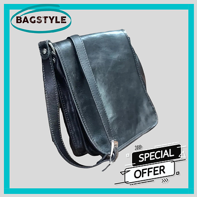 Чоловіча сумка через плече для документів з натуральної шкіри щоденна міська чорна