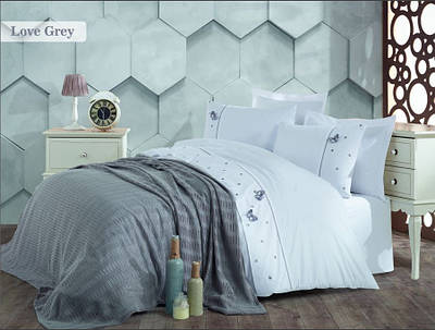 Постелене Elita Premium 200x220см Love Grey з пледом