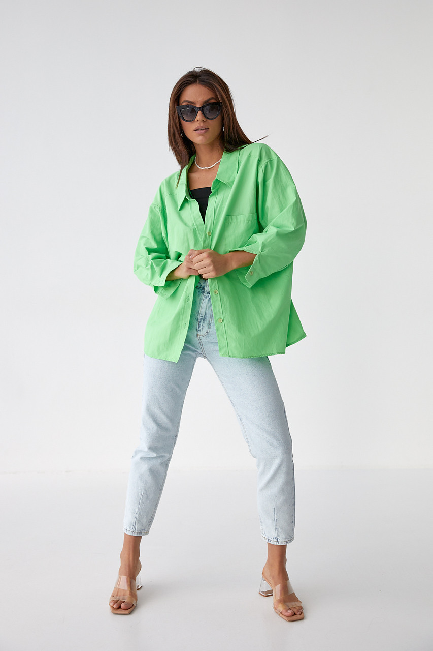 Жіноча сорочка в стилі oversize PERRY - салатовий колір, L (єсть розміру)