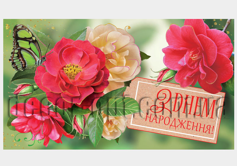 Конверт для грошей КМД-481У Відк. КДД З днем народження!(ЖЕН)