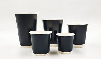 Стакан паперовий Iris-Plast Double wall чорний 400 мл (102642)
