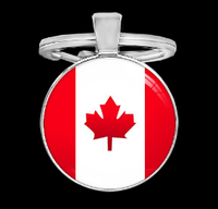 Сувенир брелок на ключи флаг КАНАДА Canada металл и стекло круглый кленовый лист