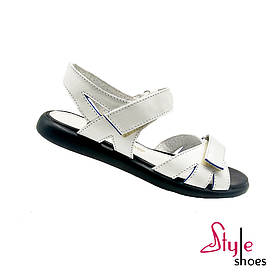 Спортивні босоніжки жіночі білого кольору на липучці “Style Shoes”