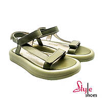 Босоножки летние женские босоножки на липучке цвета авокадо Style Shoes