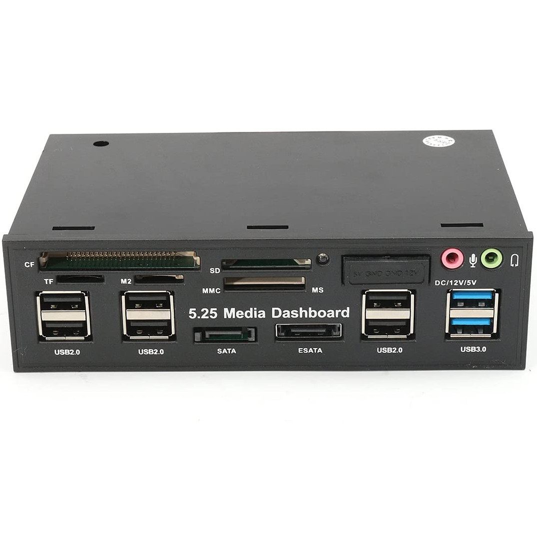 Багатофункціональна 5,25 " передня панель для ПК Addap 525E | косичка USB 2.0, USB 3.0, TF/SD/CF/M2/MMC/MS Card, SATA, ESATA,