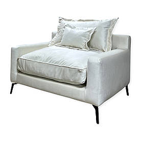 Дизайнерське крісло MeBelle KAMAL у спальню, вітальню, офіс, ар-деко модерн, молочний білий велюр