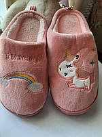 Домашні тапочки світло-рожеві р.30-31(,22см )32-33(23см), Единоріг з райдугою