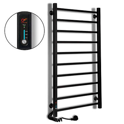 Рушникосушка електрична чорна Flyme Black EF 10L, терморегулятор і таймер (ліве підключення)