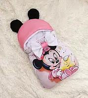 Конверт спальник теплый плащевая ткань с принтом "Minnie Mouse" розовый