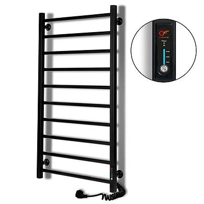 Рушникосушка електрична чорна Flyme Black EF 10R, терморегулятор і таймер (праве підключення)