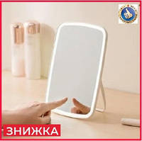 Косметическое зеркало с LED подсветкой для макияжа LED Makeup Mirror портативное настольное 1200 мАч белое